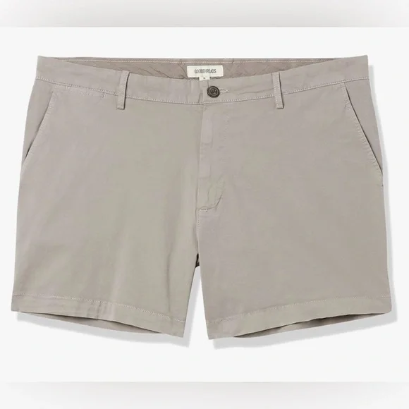 Men's GoodThreads 5” flat-front chino shorts. Light grey. Size 31. - Picture 2 of 3